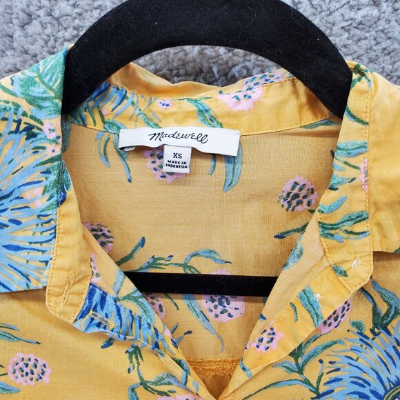 Madewell Ruffle-Sleeve Button-Down Shirt in Painted Blooms Size XS - Picture 2 of 6